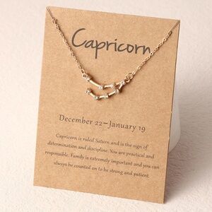 *CAPRICORN* Gold x Rhinestone Constellation Pattern Shape Fashion Necklace